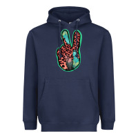 Navy Feather Pink Leopard Peace Sign Heavyweight Hoodie - Jasminsmagicworld