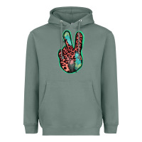 Sage Feather Pink Leopard Peace Sign Heavyweight Hoodie - Jasminsmagicworld