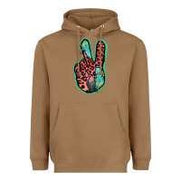 Toasted Coconut Feather Pink Leopard Peace Sign Heavyweight Hoodie - Jasminsmagicworld