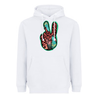 White Feather Pink Leopard Peace Sign Heavyweight Hoodie - Jasminsmagicworld