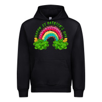 Black happy st patricks day rainbow and shamrock Urban Hoodie - RanaPortraitStore
