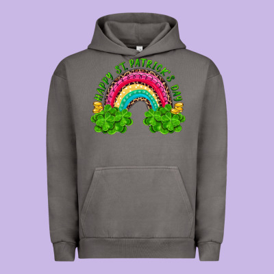 Happy St Patricks Day Rainbow And Shamrock Urban Hoodie Designed By Ranaportraitstore