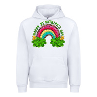 White happy st patricks day rainbow and shamrock Urban Hoodie - RanaPortraitStore