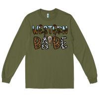 Army Green western babe Long Sleeve Tee - CowhideDigitalArt