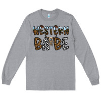 Heather Grey western babe Long Sleeve Tee - CowhideDigitalArt