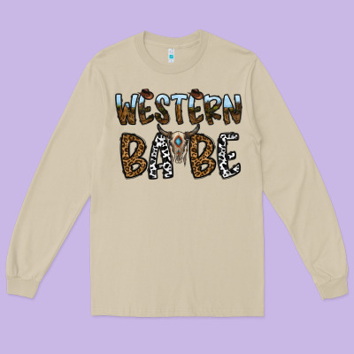 Western Babe Long Sleeve Tee Designed By Cowhidedigitalart
