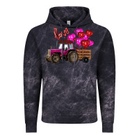 Cloud Black Valentine's day pink tractor with pin heart balloons Vintage Hoodie - RanaPortraitStore