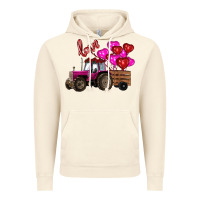 Vintage Artic Valentine's day pink tractor with pin heart balloons Vintage Hoodie - RanaPortraitStore