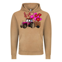 Vintage Camel Valentine's day pink tractor with pin heart balloons Vintage Hoodie - RanaPortraitStore