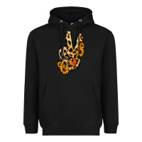 Black Leopard Sunflower Peace Sign Heavyweight Hoodie - Jasminsmagicworld