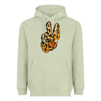 Matcha Leopard Sunflower Peace Sign Heavyweight Hoodie - Jasminsmagicworld