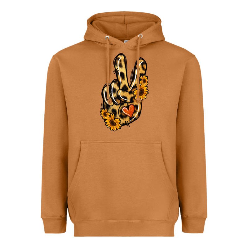 Leopard Sunflower Peace Sign Heavyweight Hoodie by Jasminsmagicworld | Teevron