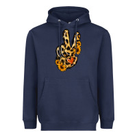 Navy Leopard Sunflower Peace Sign Heavyweight Hoodie - Jasminsmagicworld
