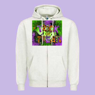 Trick Or Treat Mouse Pad Zipper Hoodie Designed By Bundleandbundleshop