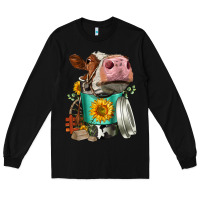 Black Simmental Cow Coffee Cup Long Sleeve Tee - FaDigitalArtStudio