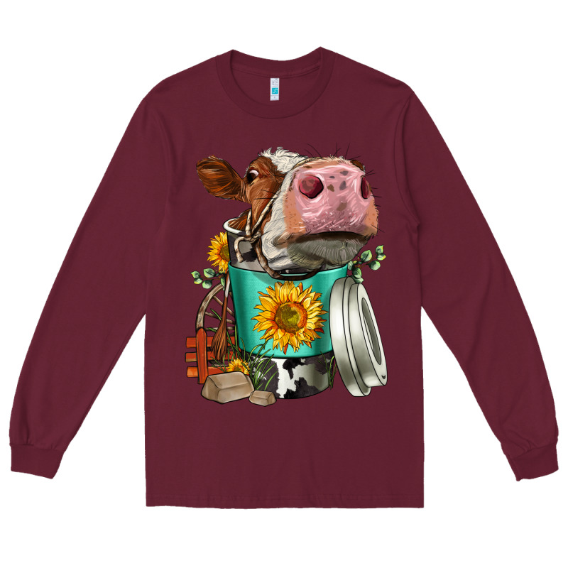 Simmental Cow Coffee Cup Long Sleeve Tee by FaDigitalArtStudio | Teevron