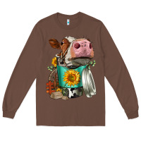 Chestnut Simmental Cow Coffee Cup Long Sleeve Tee - FaDigitalArtStudio