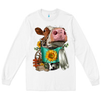 White Simmental Cow Coffee Cup Long Sleeve Tee - FaDigitalArtStudio
