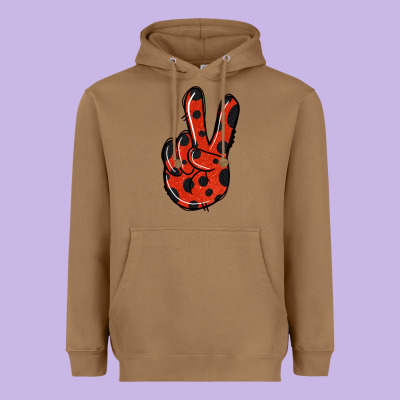 Ladybug Peace Sign Heavyweight Hoodie Designed By Jasminsmagicworld