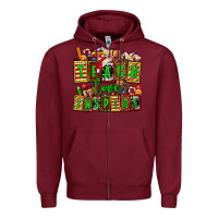 Burgundy teach love inspire with Christmas and teacher elements Zipper Hoodie - AdoDesignShop