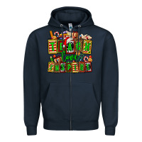 Navy teach love inspire with Christmas and teacher elements Zipper Hoodie - AdoDesignShop