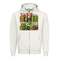 Oatmeal Heather teach love inspire with Christmas and teacher elements Zipper Hoodie - AdoDesignShop