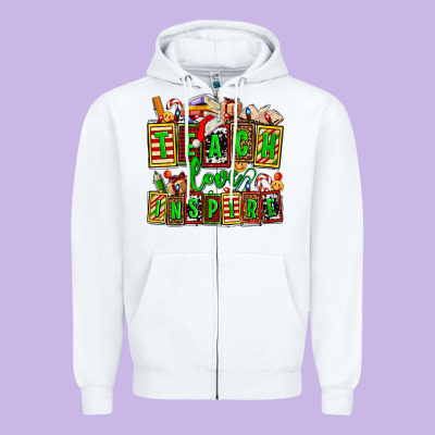 Teach Love Inspire With Christmas And Teacher Elements Zipper Hoodie Designed By Adodesignshop