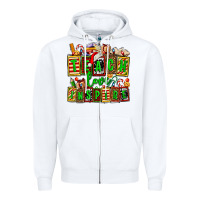 White teach love inspire with Christmas and teacher elements Zipper Hoodie - AdoDesignShop