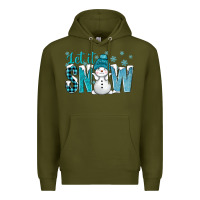 Army Green let it snow with cute snowman bbs Premium Hoodie - BundleAndBundleShop