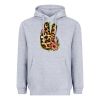 Heather Grey Leopard Floral Peace Sign Heavyweight Hoodie - Jasminsmagicworld