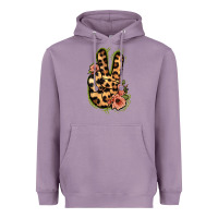 Lavender Leopard Floral Peace Sign Heavyweight Hoodie - Jasminsmagicworld