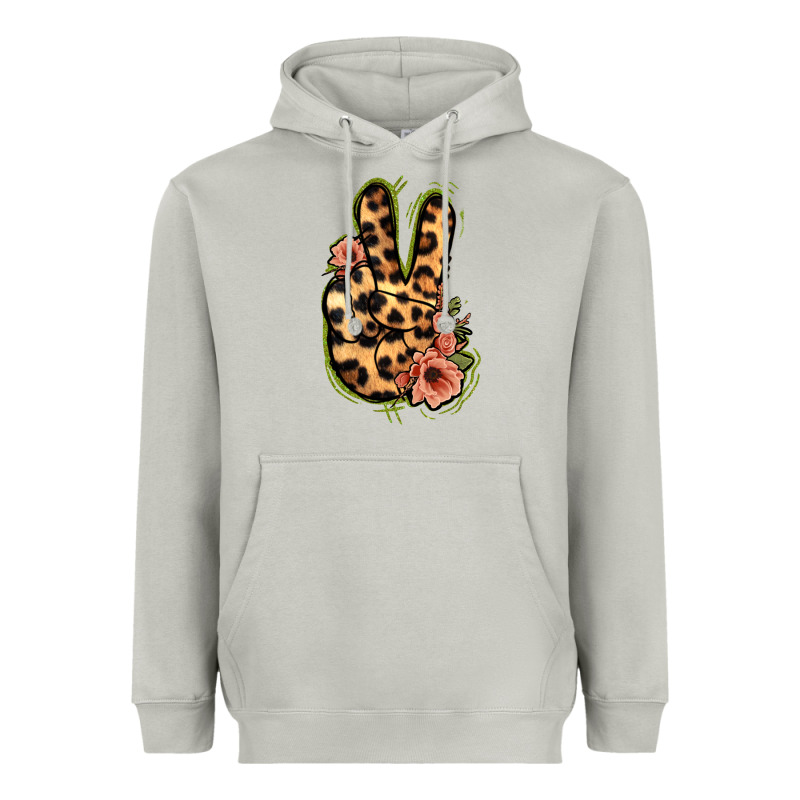 Leopard Floral Peace Sign Heavyweight Hoodie by Jasminsmagicworld | Teevron