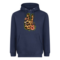 Navy Leopard Floral Peace Sign Heavyweight Hoodie - Jasminsmagicworld