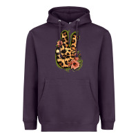 Plum Leopard Floral Peace Sign Heavyweight Hoodie - Jasminsmagicworld