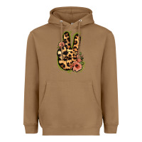 Toasted Coconut Leopard Floral Peace Sign Heavyweight Hoodie - Jasminsmagicworld
