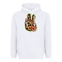 White Leopard Floral Peace Sign Heavyweight Hoodie - Jasminsmagicworld