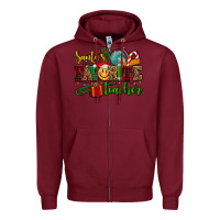 Burgundy santa's favorite teacher Zipper Hoodie - AdoDesignShop