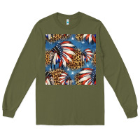 Army Green 4th of july indian headdress seamless pattern Long Sleeve Tee - HRA Design Shop
