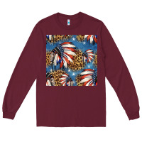 Burgundy 4th of july indian headdress seamless pattern Long Sleeve Tee - HRA Design Shop