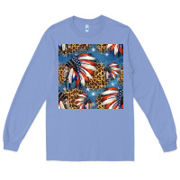 Colony Blue 4th of july indian headdress seamless pattern Long Sleeve Tee - HRA Design Shop