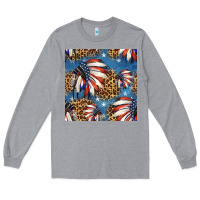 Heather Grey 4th of july indian headdress seamless pattern Long Sleeve Tee - HRA Design Shop