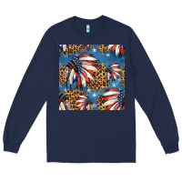 Navy 4th of july indian headdress seamless pattern Long Sleeve Tee - HRA Design Shop