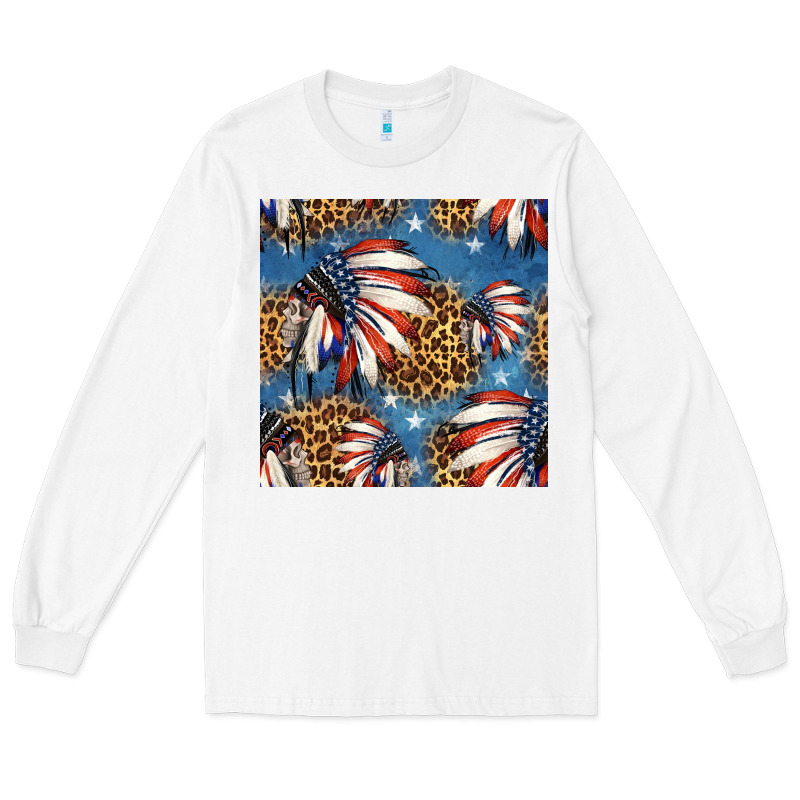 4th Of July Indian Headdress Seamless Pattern Long Sleeve Tee by HRA Design Shop | Teevron