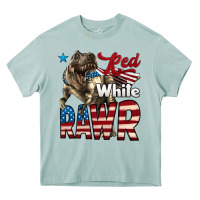 Arona Red White Rawr Dinosaur T-Rex Heavy Core Tee - LillyAllenDesigns