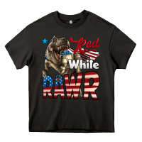 Asphalt Red White Rawr Dinosaur T-Rex Heavy Core Tee - LillyAllenDesigns
