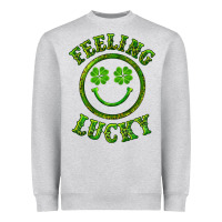 Heather Grey feeling lucky with leopard Heavyweight Sweatshirt - RanaPortraitStore