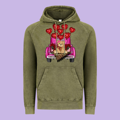 Vintage Hoodie Valentine's day tedybear truck