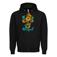 Black cross with butterfly blessed Zipper Hoodie - BundleAndBundleShop