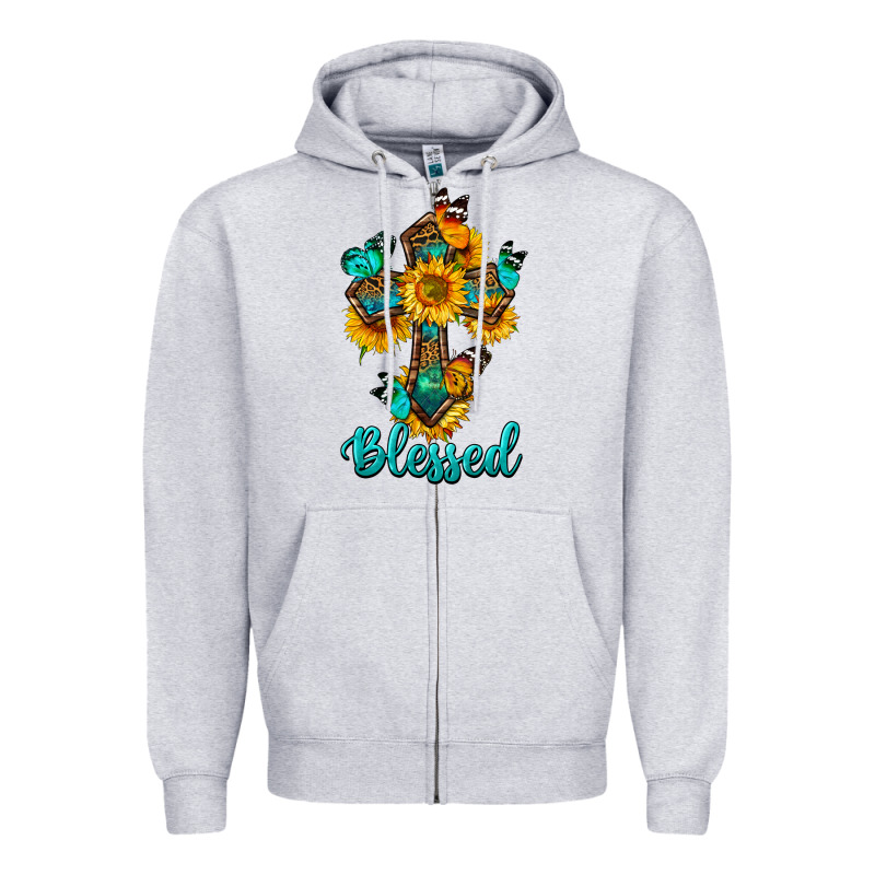 Cross With Butterfly Blessed Zipper Hoodie by BundleAndBundleShop | Teevron