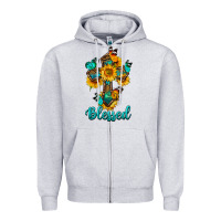 Heather Grey cross with butterfly blessed Zipper Hoodie - BundleAndBundleShop